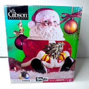 Vintage Gibson Santa‎ Claus Cookie Jar Ceramic - Christmas Holiday - 1997 IOB